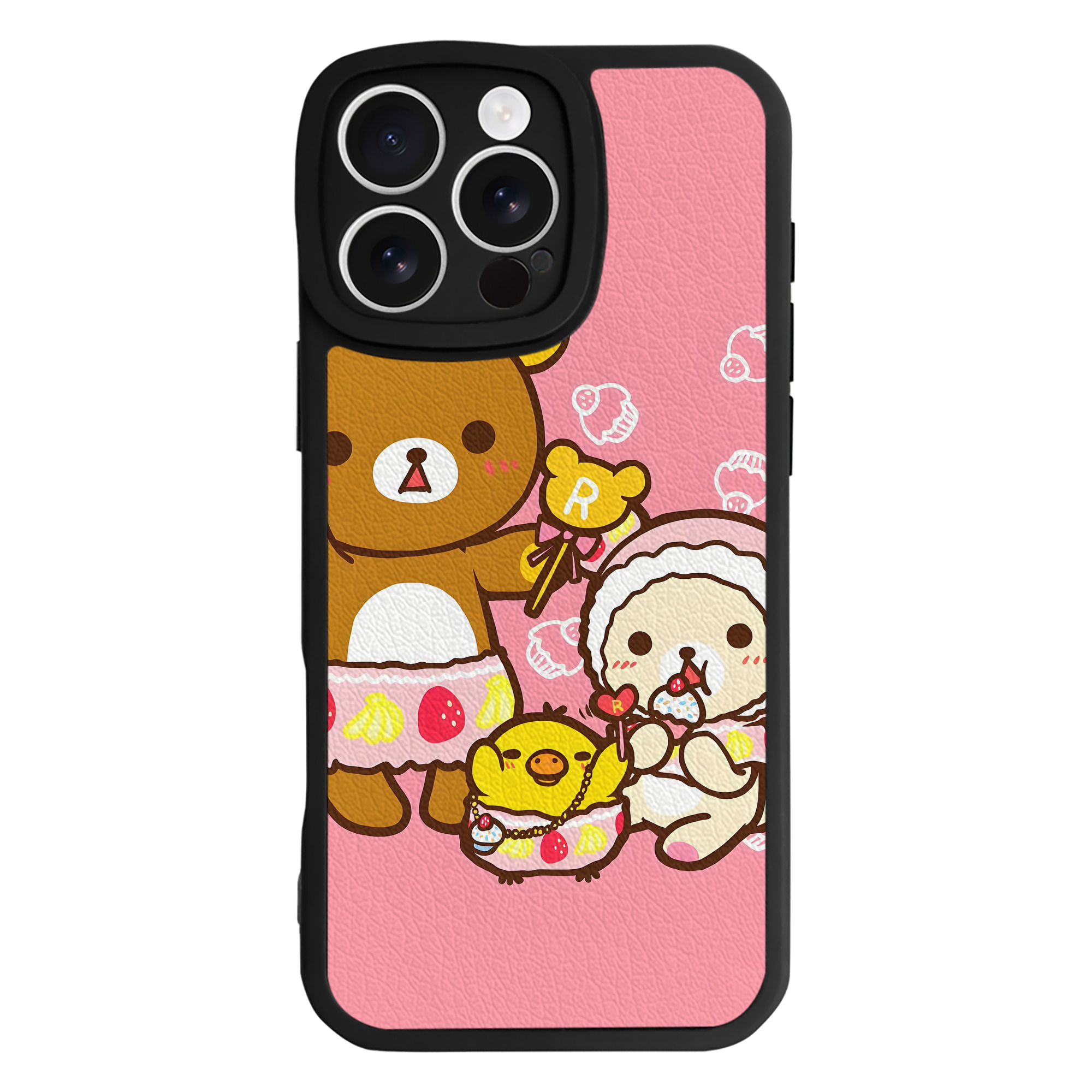 （画像用） リラックマ リラックマ キイロイトリ Rilakkuma Korilakkuma Kiiroitori 【iPhone 16シリーズ対応】シリコンスマホケース（レザー調） 材質：シリコン